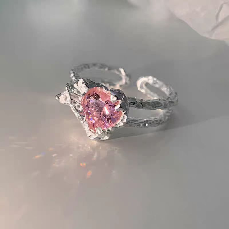 Heart-Shaped Pink Crystal Ring - Image 3