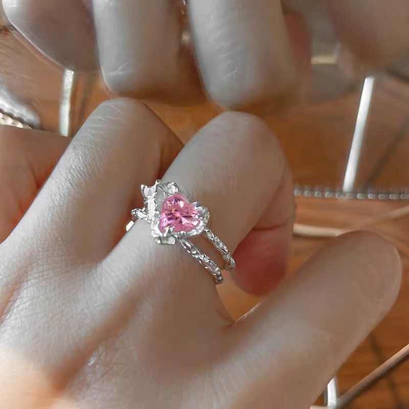 Heart-Shaped Pink Crystal Ring - Image 4